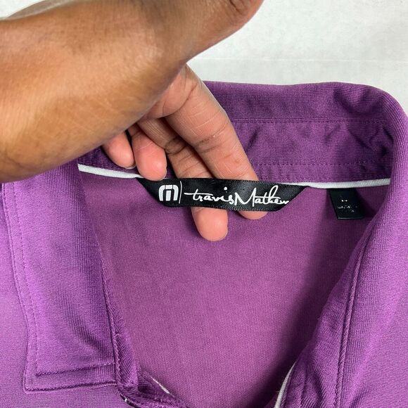 Travis Mathew Mens Polo Shirt Purple Stretch Short Sleeve Button Up Top MEDIUM - Picture 5 of 12